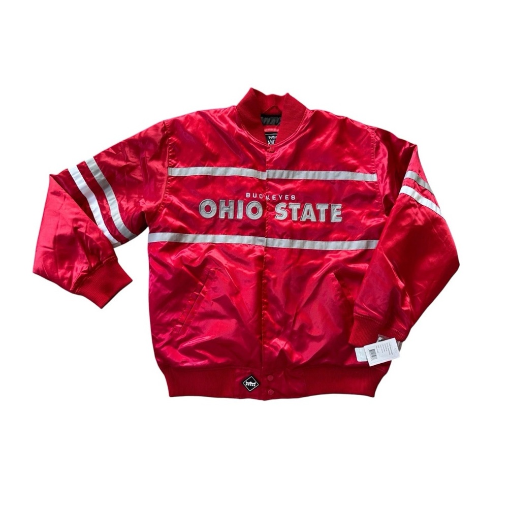 Ohio State Buckeyes Satin Bomber Jacket L Red Franchise Club NWT Licensed